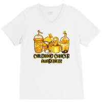 Childhood Cancer Awareness Coffee Cups V-neck Tee | Artistshot