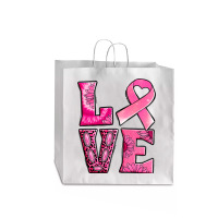 Breast Cancer Love Jumbo Paper Bag - 18 X 7 X 18 3/4 | Artistshot