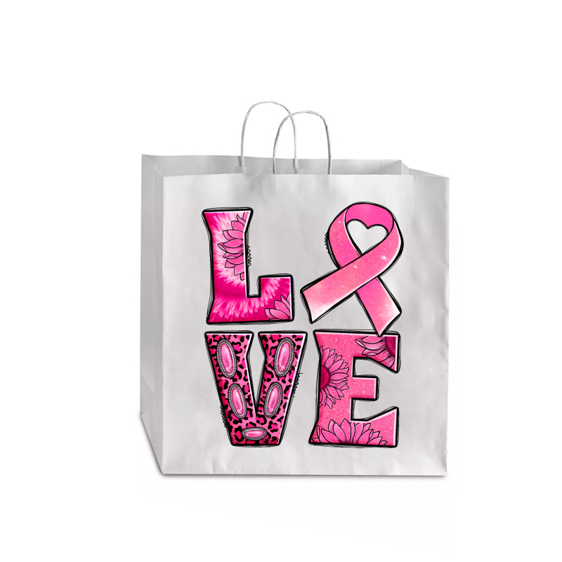 Breast Cancer Love Jumbo Paper Bag - 18 X 7 X 18 3/4 | Artistshot