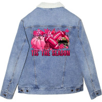 Tis' The Season Football Breast Cancer Unisex Sherpa-lined Denim Jacket | Artistshot