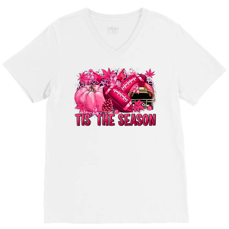 Tis' The Season Football Breast Cancer V-neck Tee | Artistshot