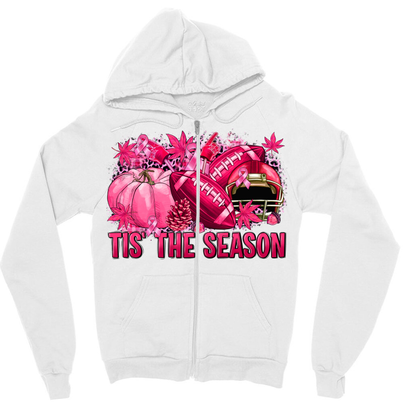 Tis' The Season Football Breast Cancer Zipper Hoodie | Artistshot