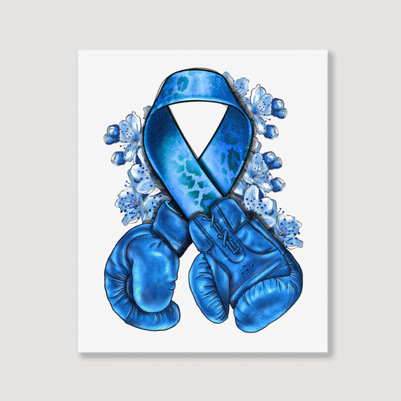 Blue Ribbon With Boxing Gloves Portrait Canvas Print | Artistshot