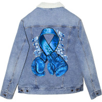 Blue Ribbon With Boxing Gloves Unisex Sherpa-lined Denim Jacket | Artistshot