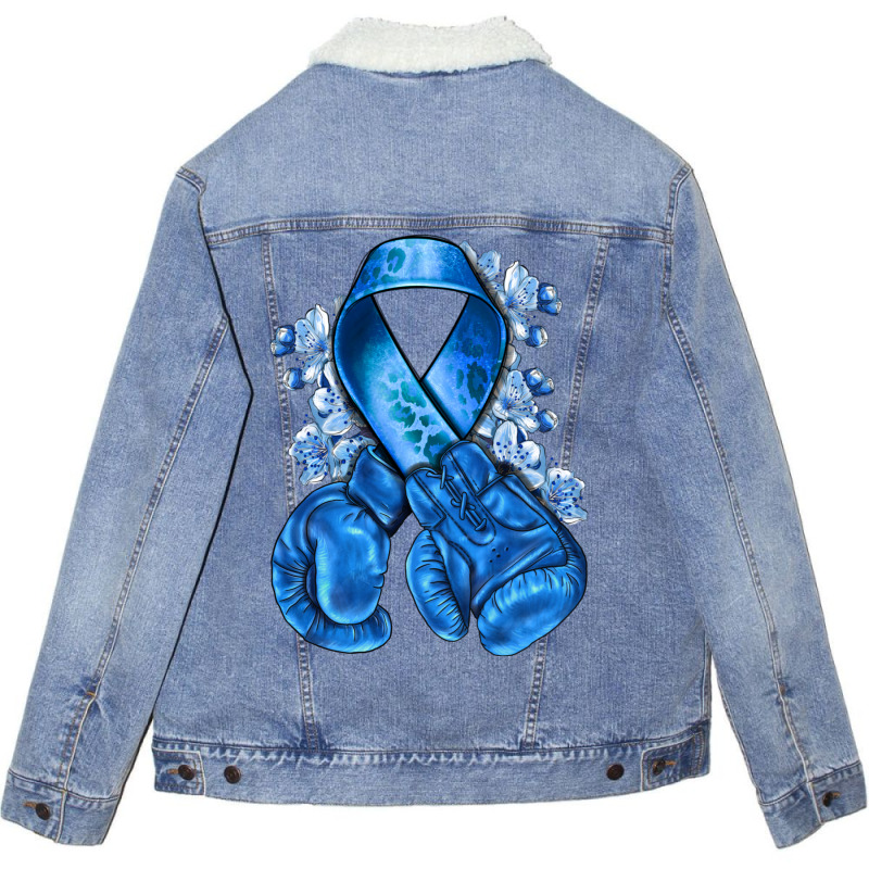 Blue Ribbon With Boxing Gloves Unisex Sherpa-lined Denim Jacket | Artistshot