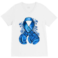 Blue Ribbon With Boxing Gloves V-neck Tee | Artistshot