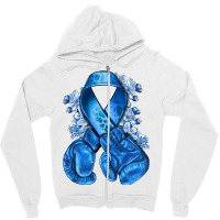 Blue Ribbon With Boxing Gloves Zipper Hoodie | Artistshot