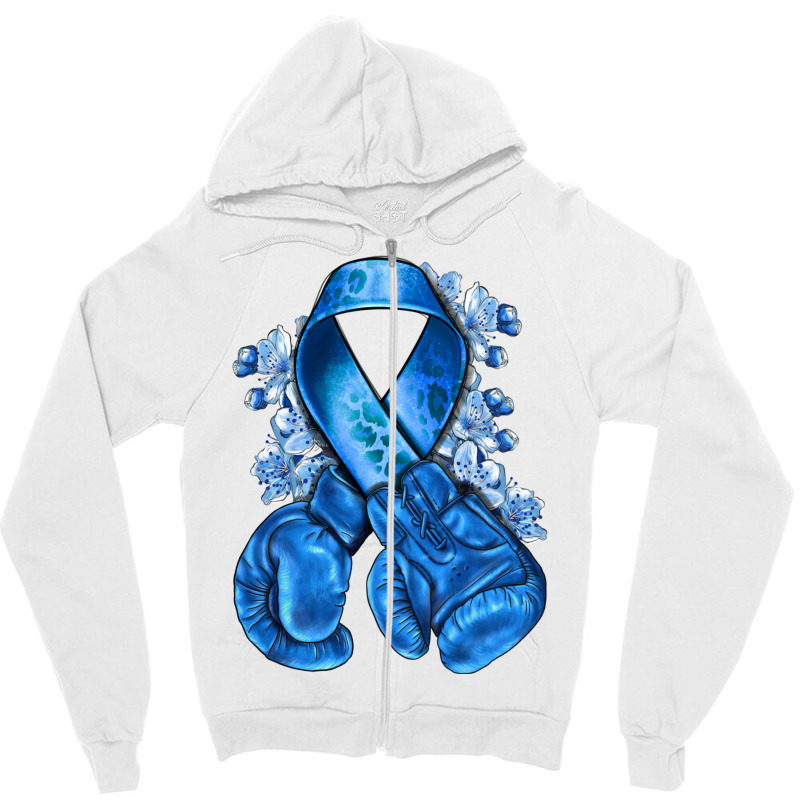 Blue Ribbon With Boxing Gloves Zipper Hoodie | Artistshot