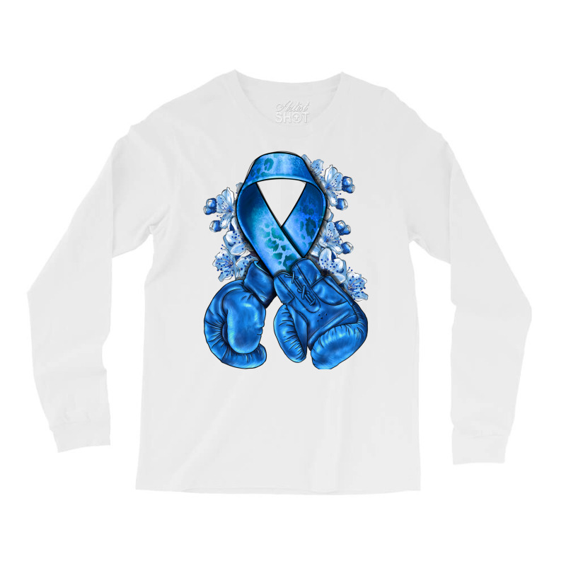 Blue Ribbon With Boxing Gloves Long Sleeve Shirts | Artistshot