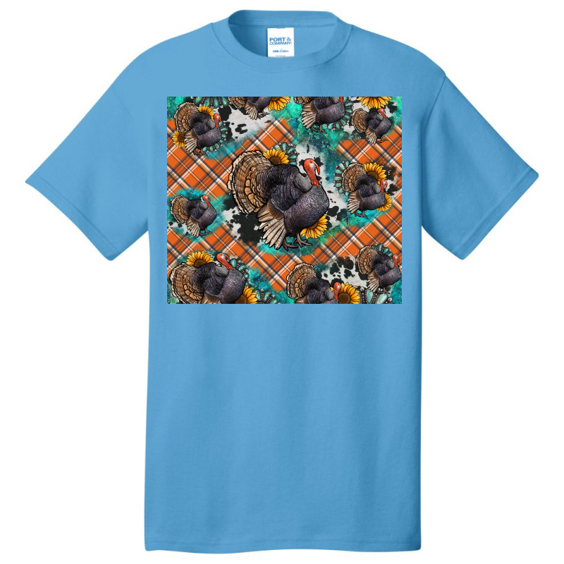 Thanksgiving Turkey Sunflower Turquoise Basic T-shirt | Artistshot