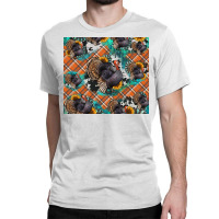 Thanksgiving Turkey Sunflower Turquoise Classic T-shirt | Artistshot