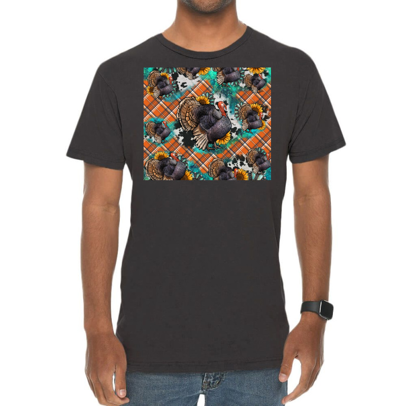 Thanksgiving Turkey Sunflower Turquoise Vintage T-shirt | Artistshot