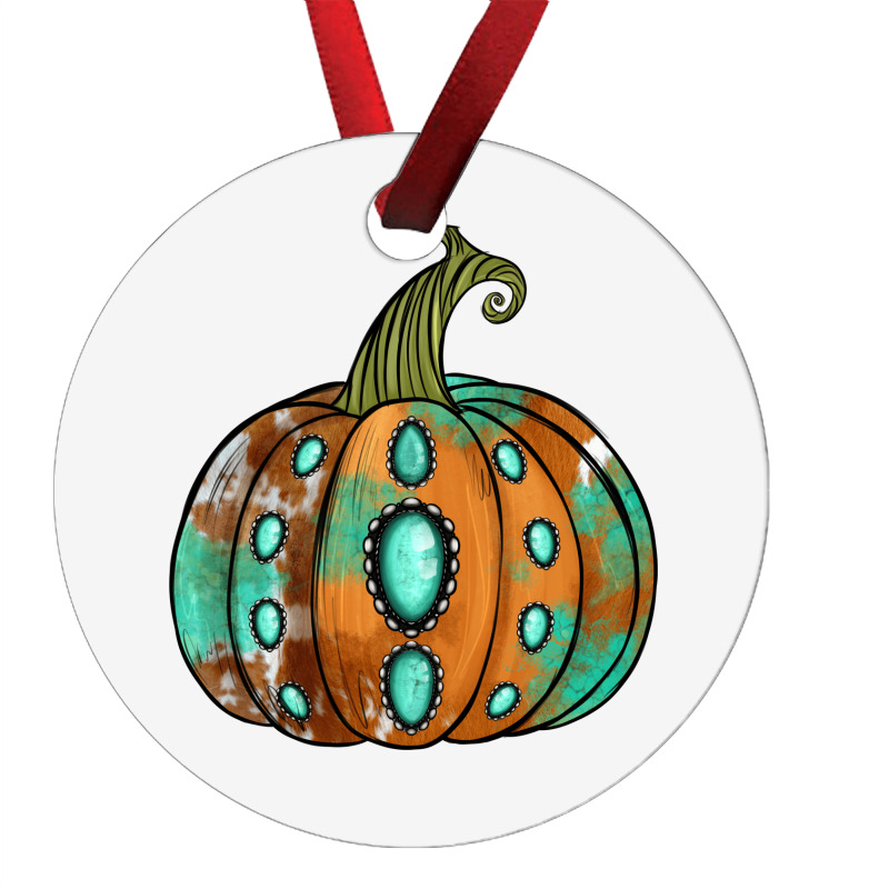 Western Cowhide Turquoise Pumpkin Ornament | Artistshot