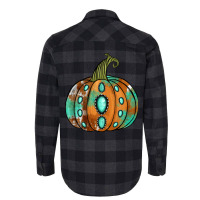 Western Cowhide Turquoise Pumpkin Flannel Shirt | Artistshot