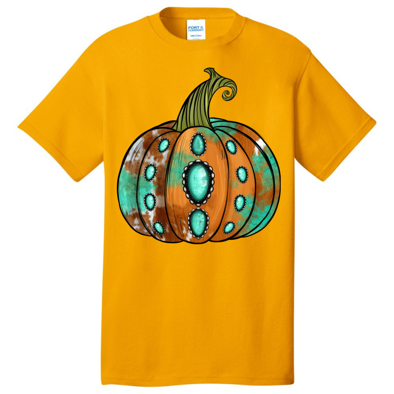 Western Cowhide Turquoise Pumpkin Basic T-shirt | Artistshot