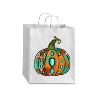 Western Cowhide Turquoise Pumpkin Debie Paper Bag - 10 X 5 X 13 | Artistshot