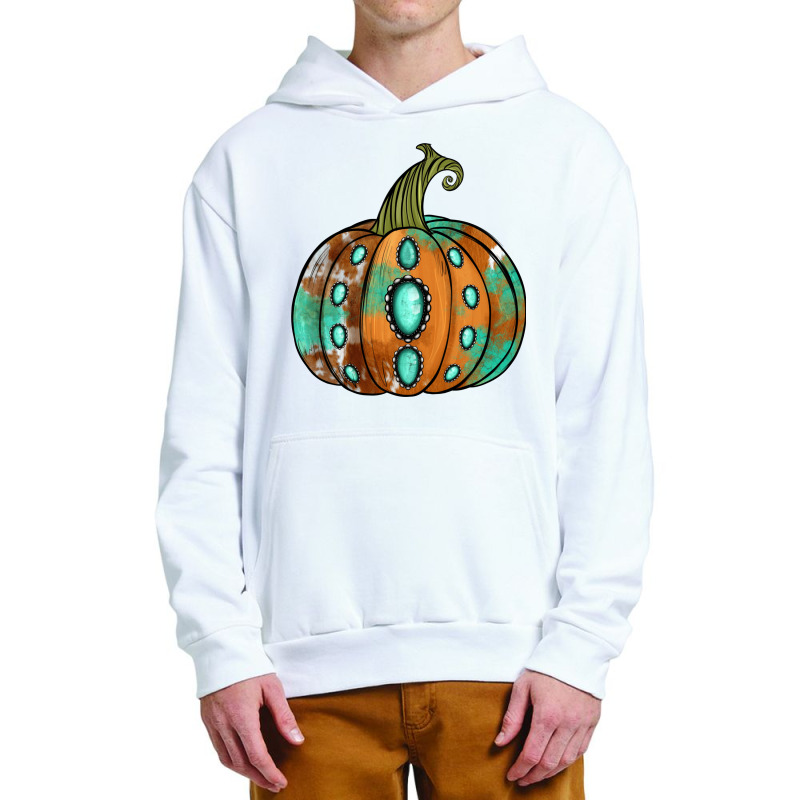 Western Cowhide Turquoise Pumpkin Urban Pullover Hoodie | Artistshot