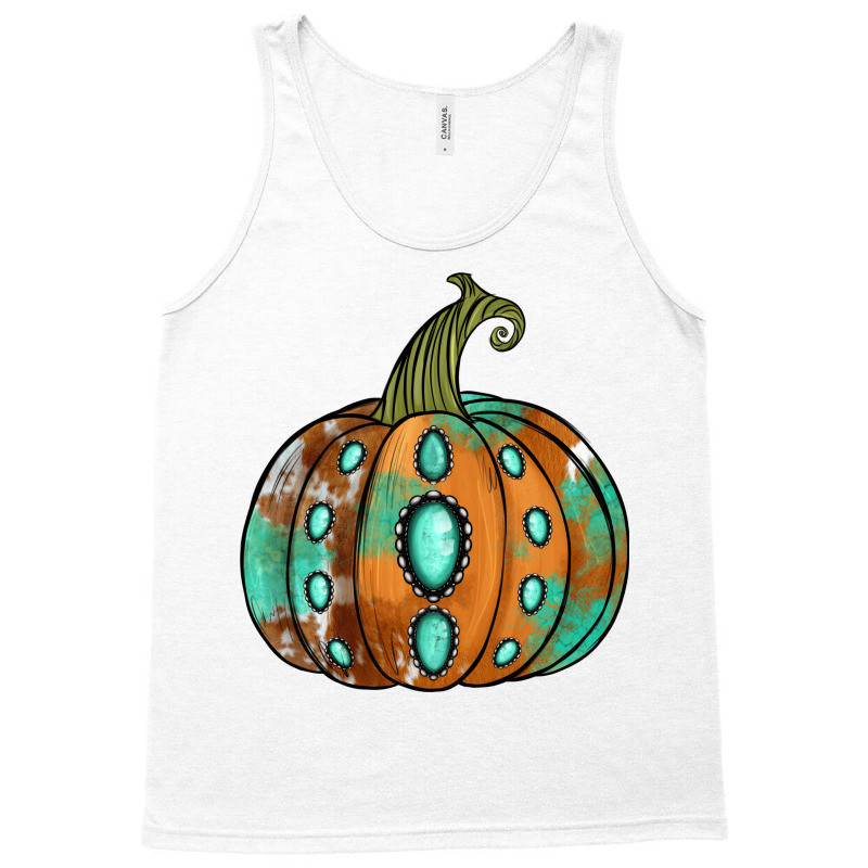 Western Cowhide Turquoise Pumpkin Tank Top | Artistshot