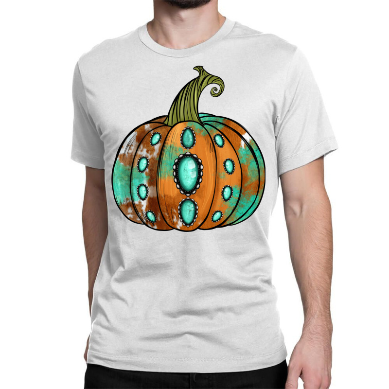 Western Cowhide Turquoise Pumpkin Classic T-shirt | Artistshot