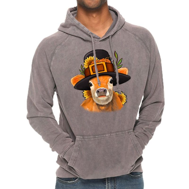 Thanksgiving Cow Vintage Hoodie | Artistshot