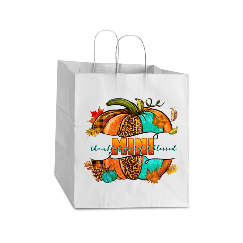 Thankful Grateful Blessed Mini Pumpkin Take Out Paper Bag - 14 X 10 X 15 1/2 | Artistshot