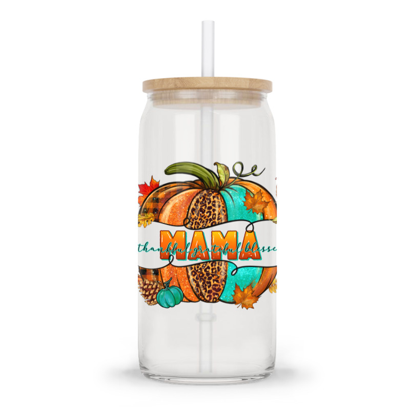 Thankful Grateful Blessed Mama Pumpkin Glass Tumbler | Artistshot