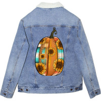 Serape Sunflower Pumpkin Unisex Sherpa-lined Denim Jacket | Artistshot