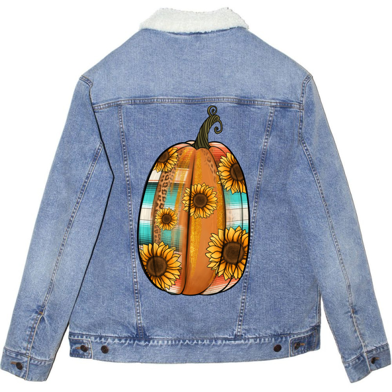 Serape Sunflower Pumpkin Unisex Sherpa-lined Denim Jacket | Artistshot