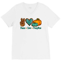 Peace Love Pumpkins V-neck Tee | Artistshot