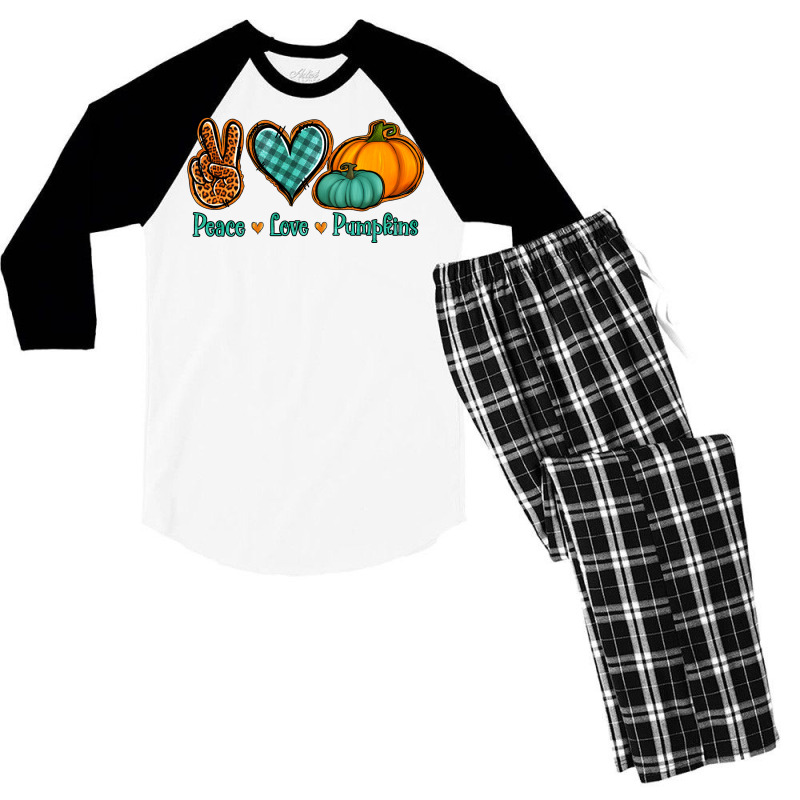 Peace Love Pumpkins Men's 3/4 Sleeve Pajama Set | Artistshot