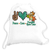 Peace Love Pumpkin Spice Latte Drawstring Bags | Artistshot