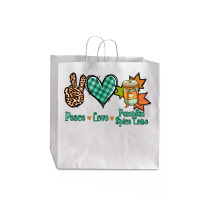 Peace Love Pumpkin Spice Latte Jumbo Paper Bag - 18 X 7 X 18 3/4 | Artistshot