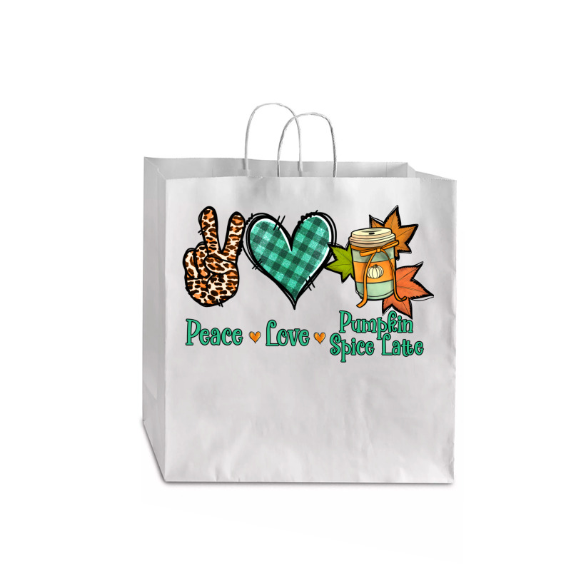 Peace Love Pumpkin Spice Latte Jumbo Paper Bag - 18 X 7 X 18 3/4 | Artistshot