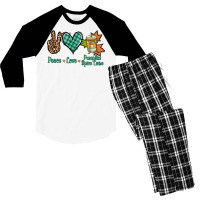 Peace Love Pumpkin Spice Latte Men's 3/4 Sleeve Pajama Set | Artistshot