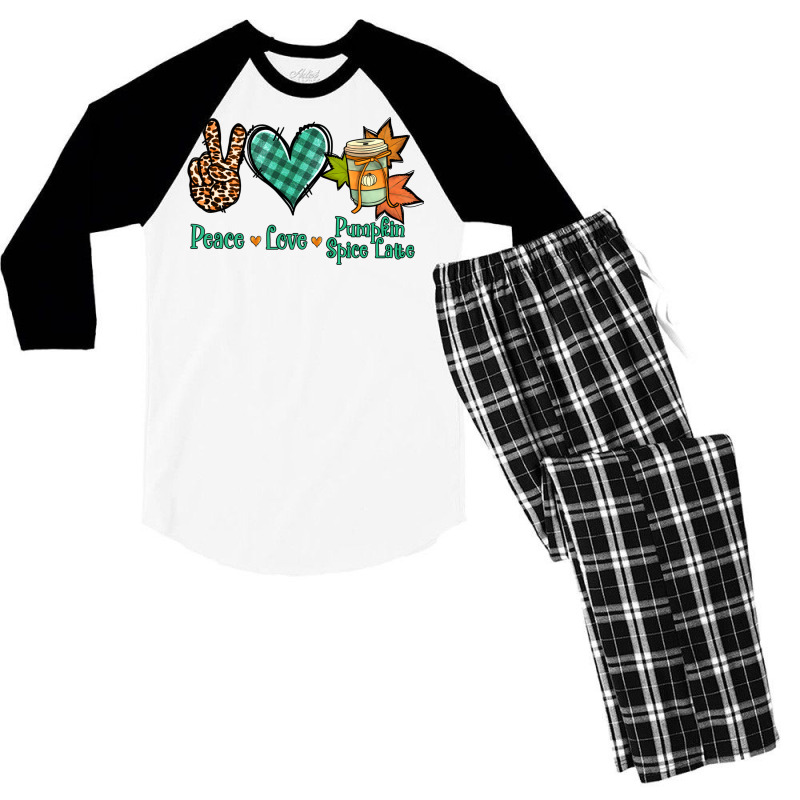 Peace Love Pumpkin Spice Latte Men's 3/4 Sleeve Pajama Set | Artistshot