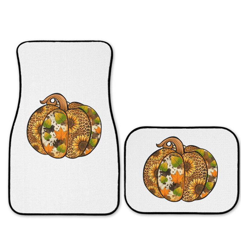 Leopard Cowhide Sunflower Pumpkin Full Set Car Mats | Artistshot