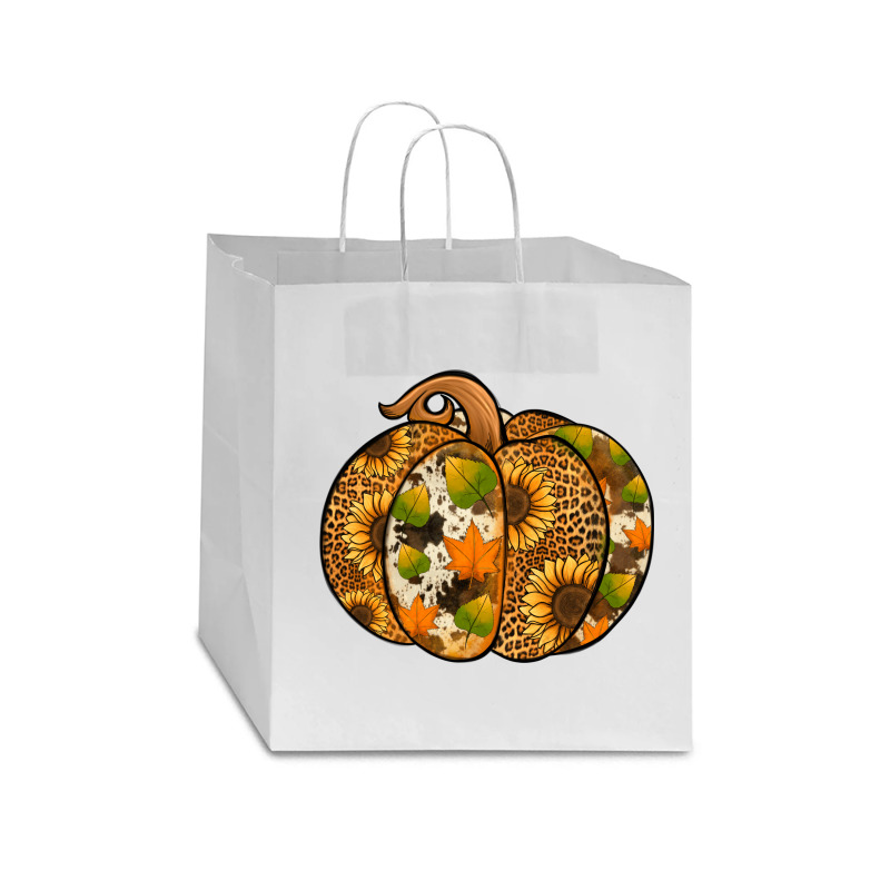 Leopard Cowhide Sunflower Pumpkin Star Paper Bag - 13 X 7 X 13 | Artistshot