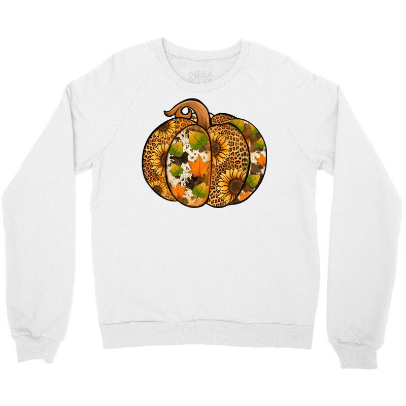 Leopard Cowhide Sunflower Pumpkin Crewneck Sweatshirt | Artistshot