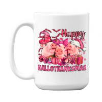 Happy Hallothanksmas Pigs Pink 15 Oz Coffee Mug | Artistshot