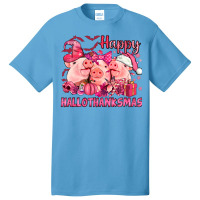 Happy Hallothanksmas Pigs Pink Basic T-shirt | Artistshot