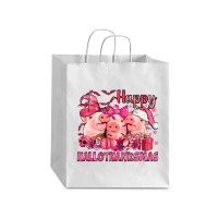 Happy Hallothanksmas Pigs Pink Debie Paper Bag - 10 X 5 X 13 | Artistshot