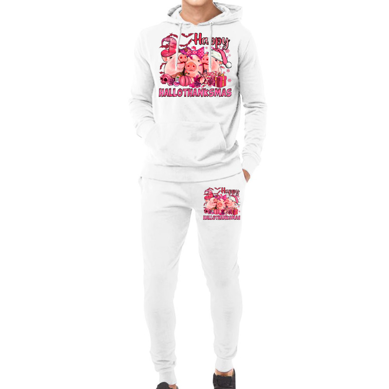 Happy Hallothanksmas Pigs Pink Hoodie & Jogger Set | Artistshot