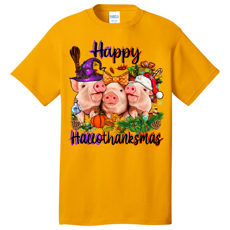 Happy Hallothanksmas Pigs Basic T-shirt | Artistshot