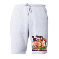 Happy Hallothanksmas Pigs Fleece Short | Artistshot