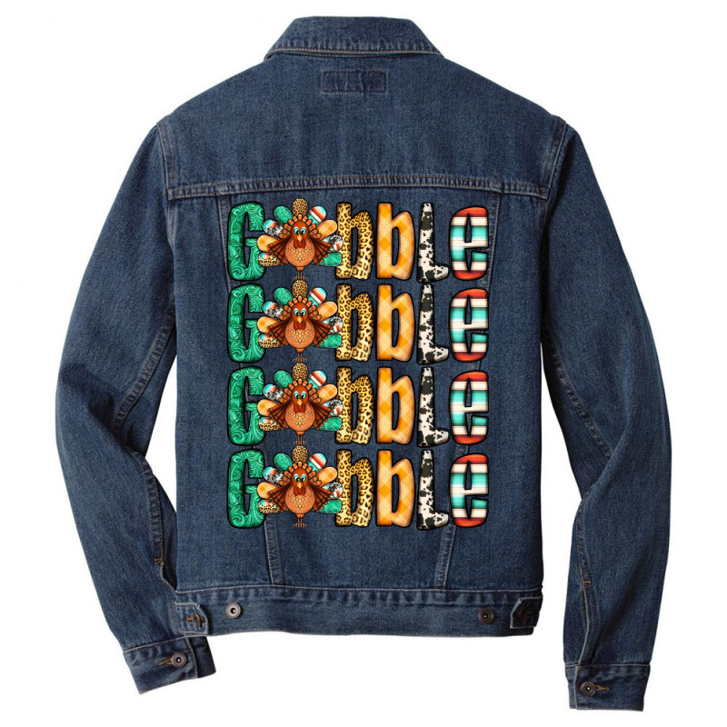 Gobble Till You Wobble Thanksgiving Turkey Men Denim Jacket | Artistshot