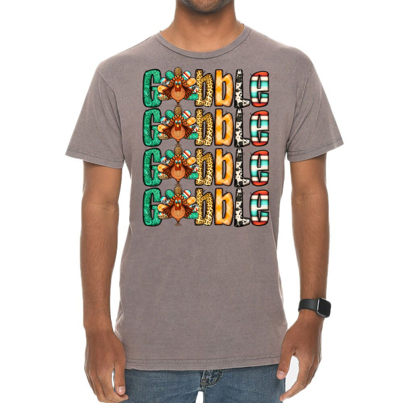 Gobble Till You Wobble Thanksgiving Turkey Vintage T-shirt | Artistshot