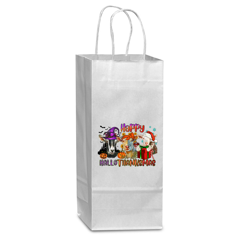 Happy Hallothanksmas Goats Wine Paper Bag - 5 1/2 X 3 1/4 X 13 | Artistshot