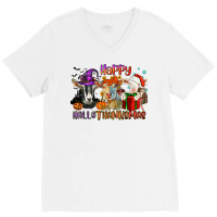 Happy Hallothanksmas Goats V-neck Tee | Artistshot