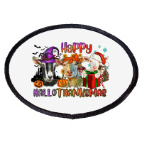 Happy Hallothanksmas Goats Oval Patch | Artistshot