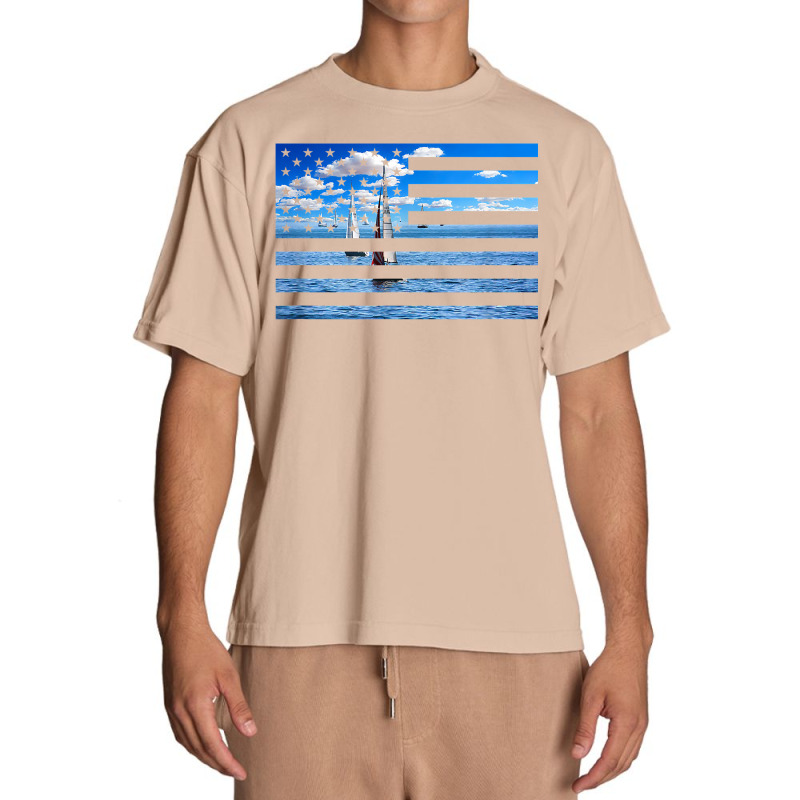 Sail Boats On American Flag  Usa Sailing  Sailor T Shirt Urban Heavy T-shirt | Artistshot